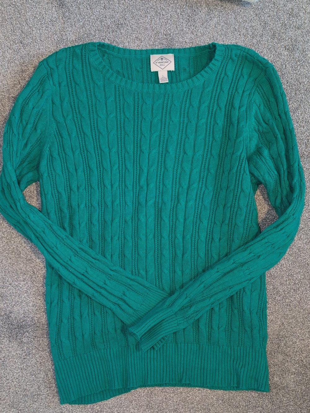St. John's Bay Teal Cable-Knit Crewneck Sweater